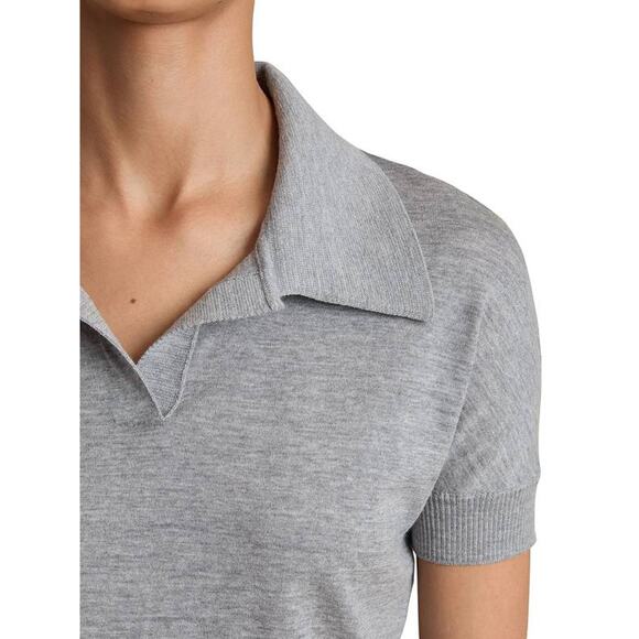 Khaite Morgane SS Collared Top in Mercury L - Picture 4 of 5